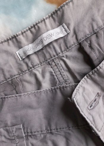 Gri Keten Mini Rahat Kesim Kadın Bermuda - Görsel 4