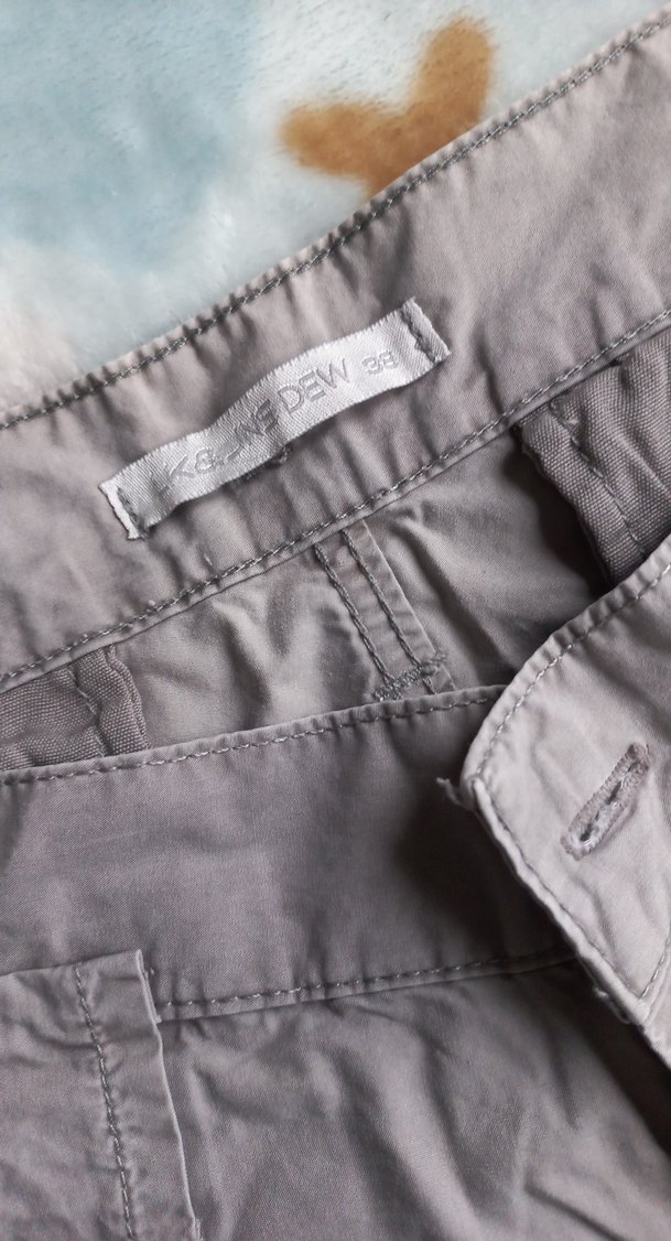 Gri Keten Mini Rahat Kesim Kadın Bermuda - Görsel 4