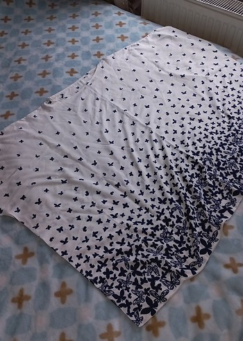 Beyaz Lacivert kelebek Desenli Bluz - Görsel 2