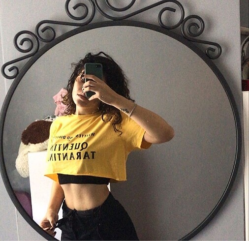 Crop sarı tshirt