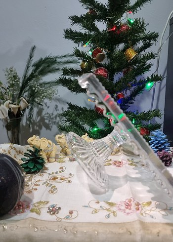 Renkli Nakışlı Cam Tabak - Görsel 3