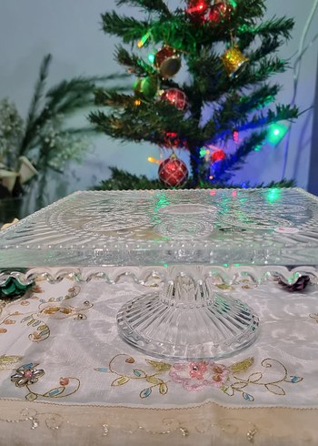 Renkli Nakışlı Cam Tabak - Görsel 2