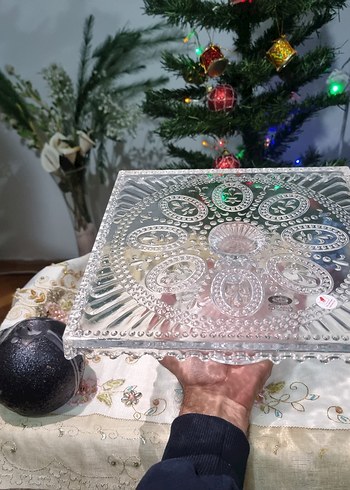 Renkli Nakışlı Cam Tabak - Görsel 5