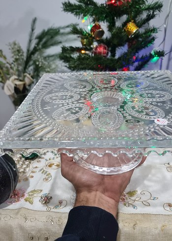 Renkli Nakışlı Cam Tabak - Görsel 4