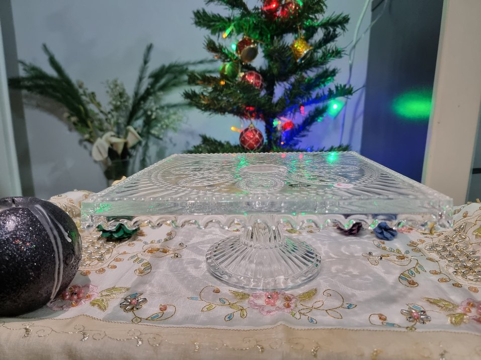 Renkli Nakışlı Cam Tabak - Görsel 2