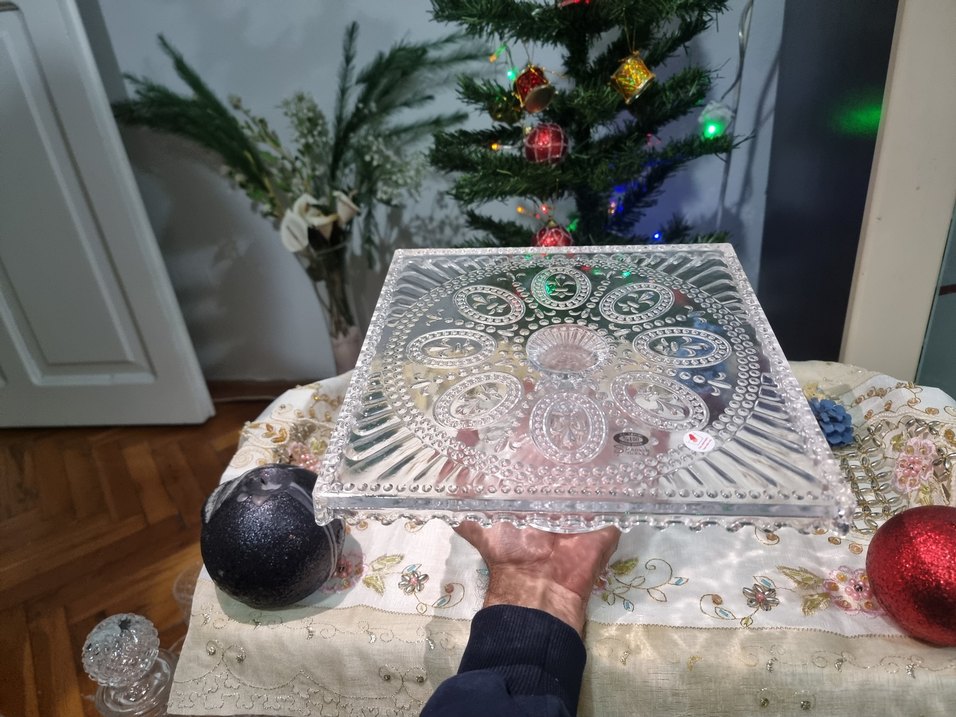 Renkli Nakışlı Cam Tabak - Görsel 5