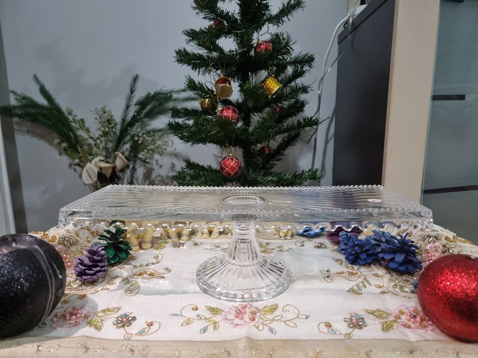 Vintage Nakışlı Beyaz Cam Sunum Tabağı - Görsel 2