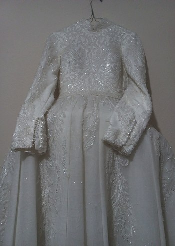 Uzun Kollu Prenses A Kesim Gelinlik - Görsel 5