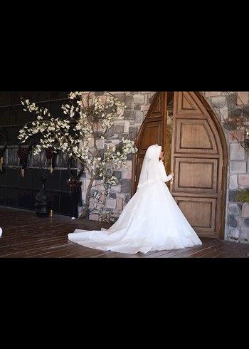 Uzun Kollu Prenses A Kesim Gelinlik - Görsel 2