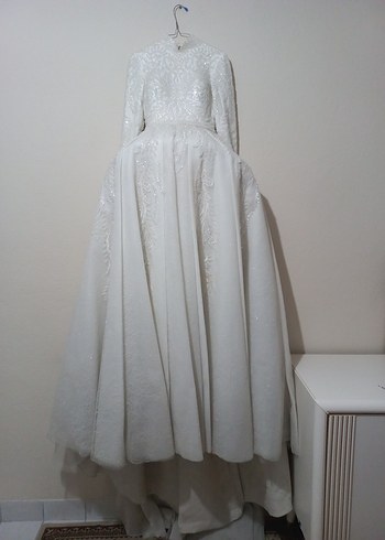 Uzun Kollu Prenses A Kesim Gelinlik - Görsel 7