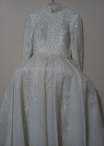 Uzun Kollu Prenses A Kesim Gelinlik - Görsel 8