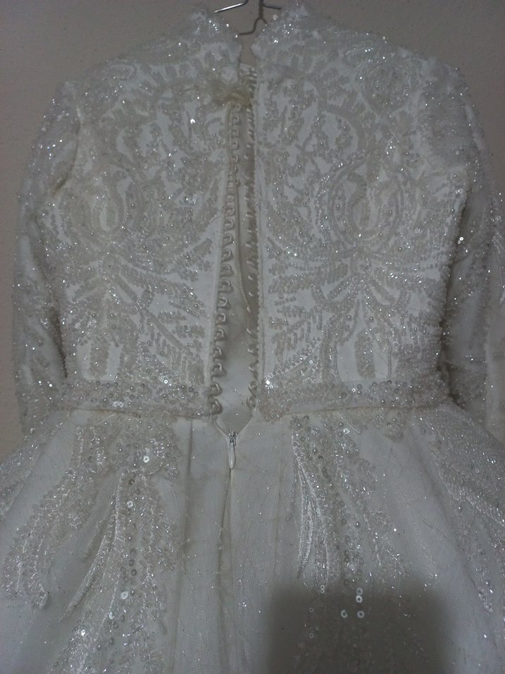 Uzun Kollu Prenses A Kesim Gelinlik - Görsel 4