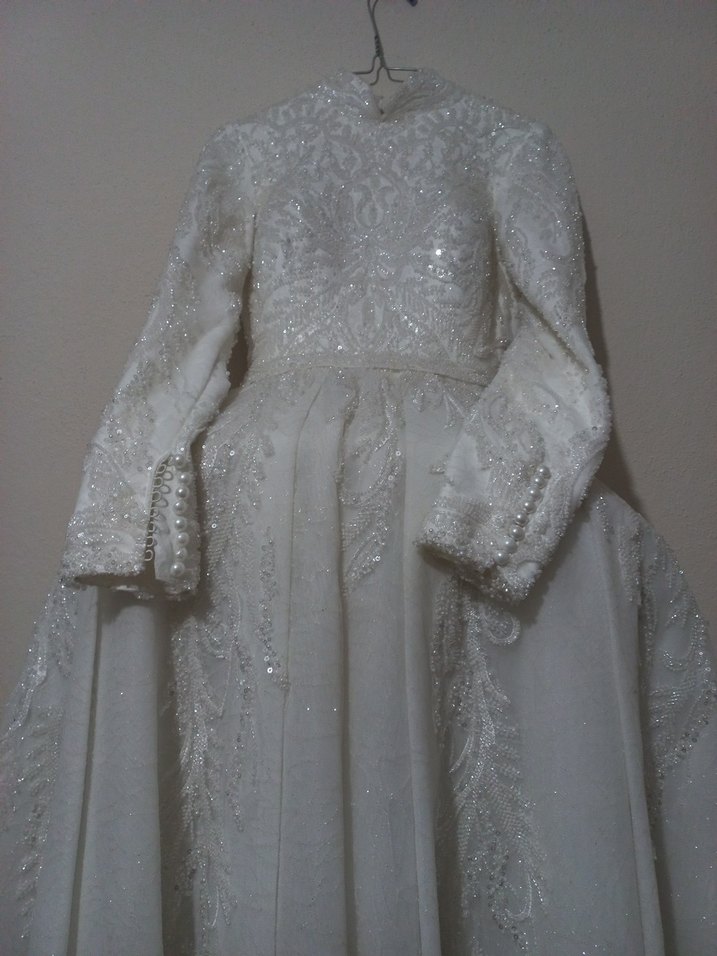 Uzun Kollu Prenses A Kesim Gelinlik - Görsel 5