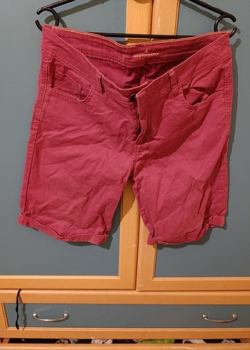 Bordo Mini Keten Rahat Kesim Şort