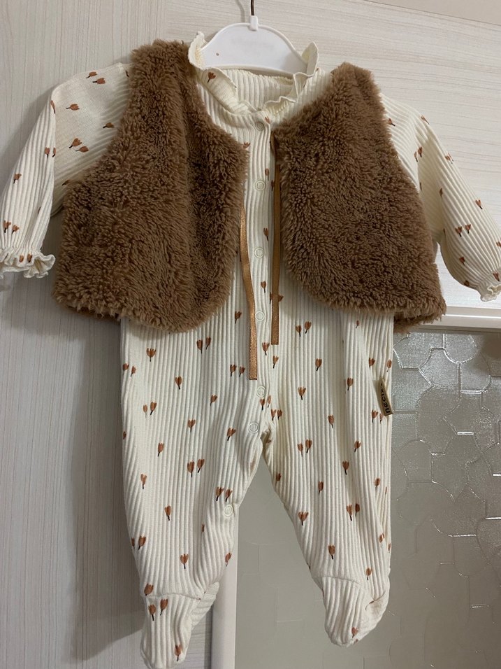 Kahverengi Kürklü Bebek Kız Tulumu - Görsel 2