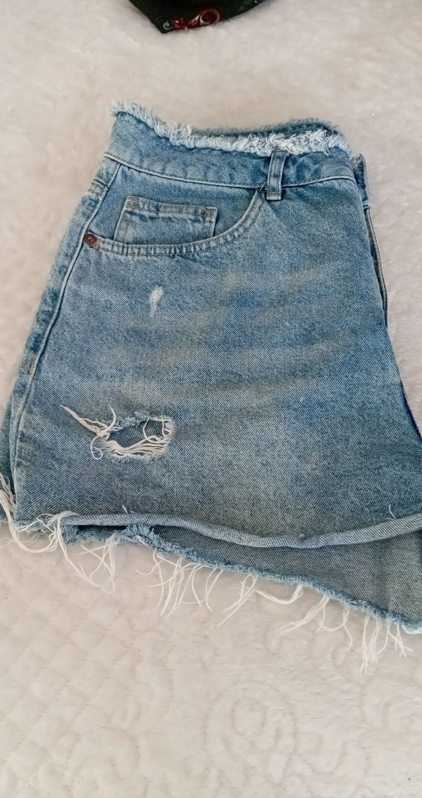 Düğmeli Gri Mini Denim Şort - Görsel 2
