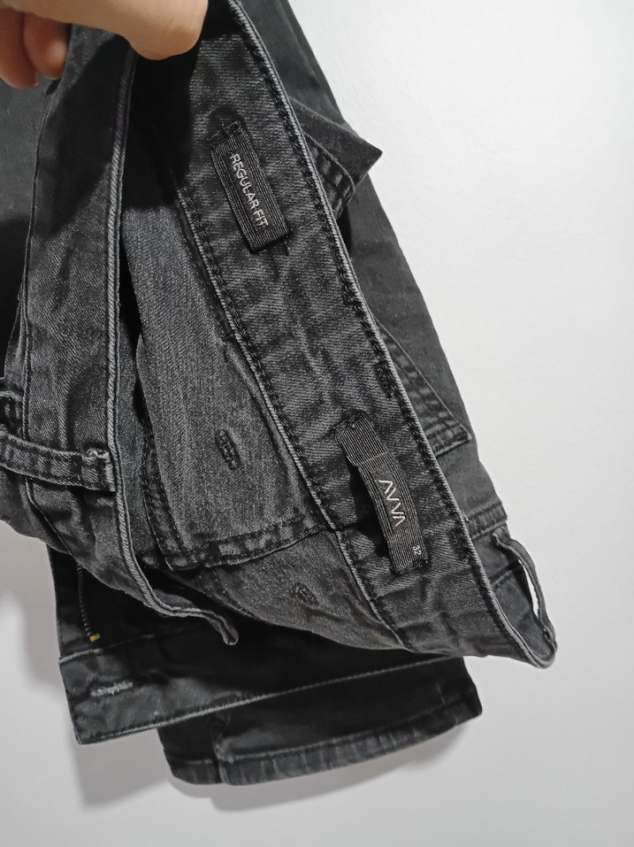 Kemerli Siyah Denim Erkek Jean - Görsel 3