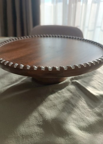 Kahverengi Ahşap Yuvarlak Tepsi - Görsel 2