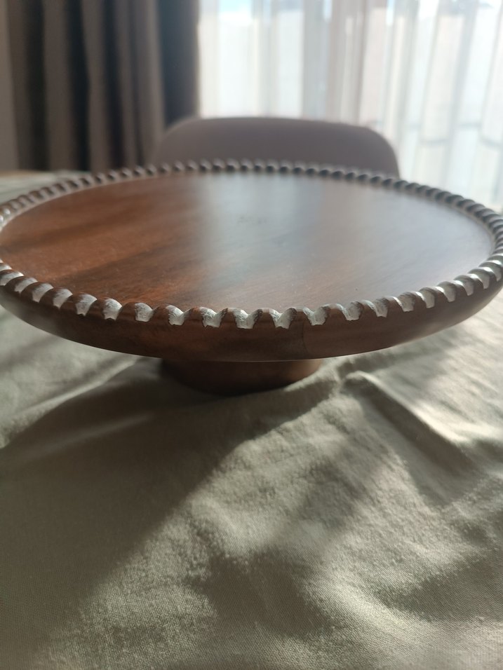 Kahverengi Ahşap Yuvarlak Tepsi - Görsel 2