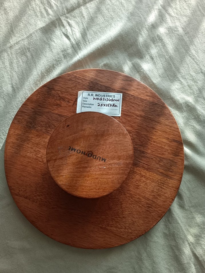 Kahverengi Ahşap Yuvarlak Tepsi - Görsel 3