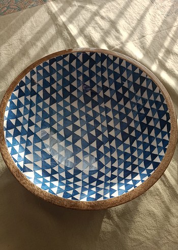 Parlak Mavi Geometrik Desenli Bohem Tabak - Görsel 2