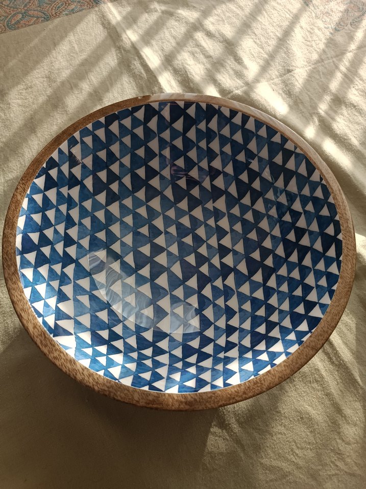 Parlak Mavi Geometrik Desenli Bohem Tabak - Görsel 2