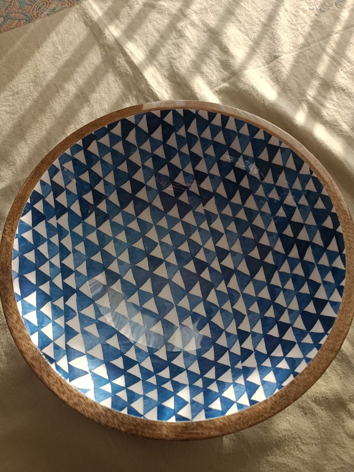 Parlak Mavi Geometrik Desenli Bohem Tabak - Görsel 3