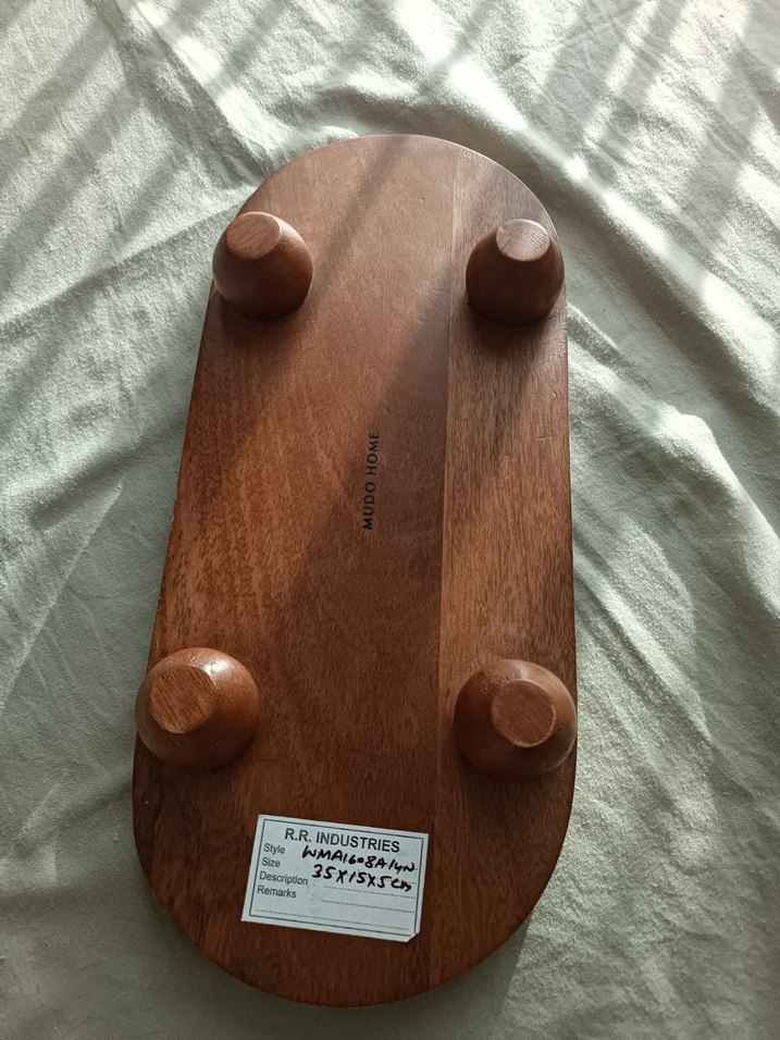 Parlak Kahverengi Ahşap Servis Tepsisi - Görsel 3