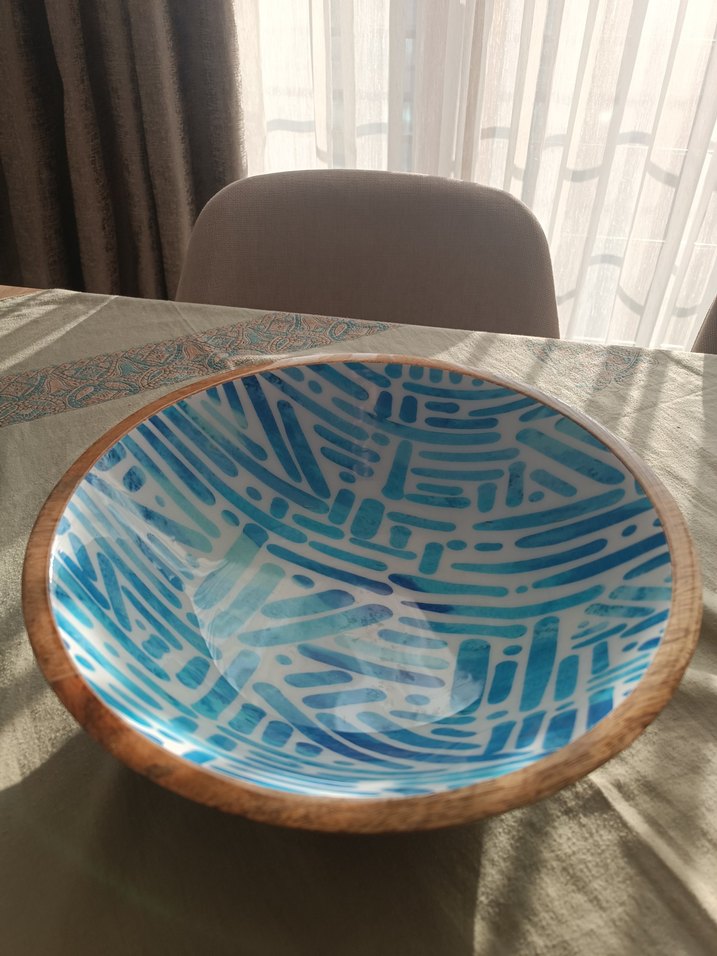 Mavi Batik Desenli Bohem Seramik Kase - Görsel 2