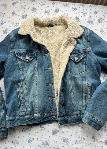 Kürklü Mavi Denim Ceket