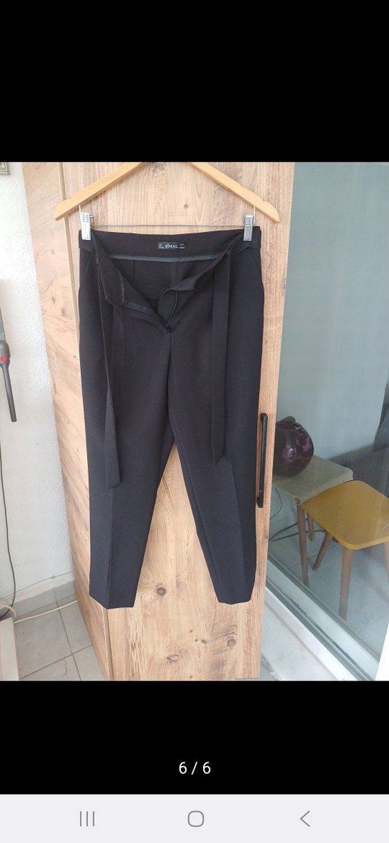 Kadın Siyah Kemerli Kumaş Pantolon - Görsel 5