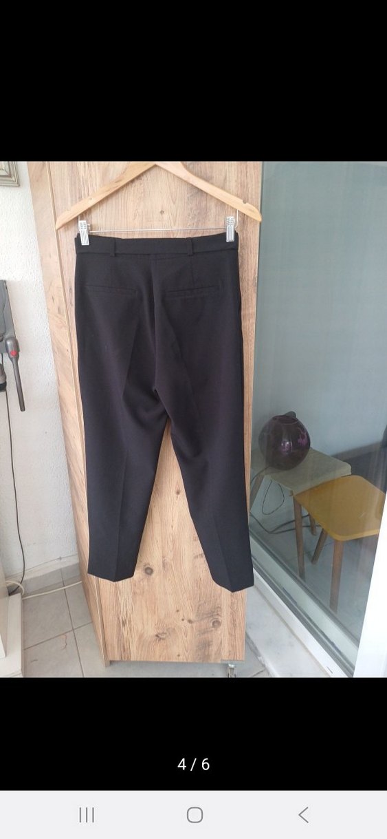 Kadın Siyah Kemerli Kumaş Pantolon - Görsel 4