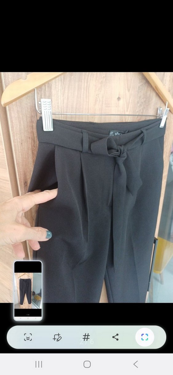 Kadın Siyah Kemerli Kumaş Pantolon - Görsel 2