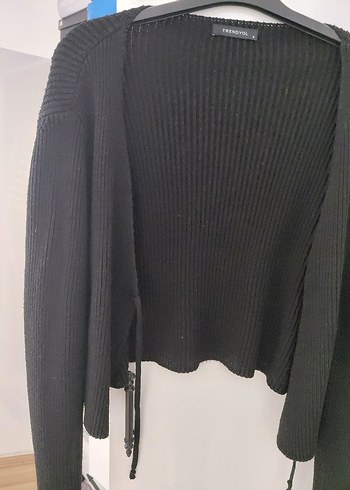 Siyah V Yakalı Triko Kadın Hırka - Görsel 4