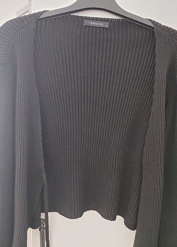 Siyah V Yakalı Triko Kadın Hırka - Görsel 3