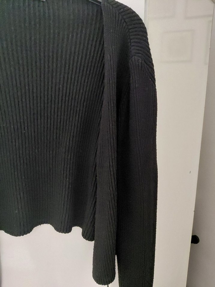 Siyah V Yakalı Triko Kadın Hırka - Görsel 5