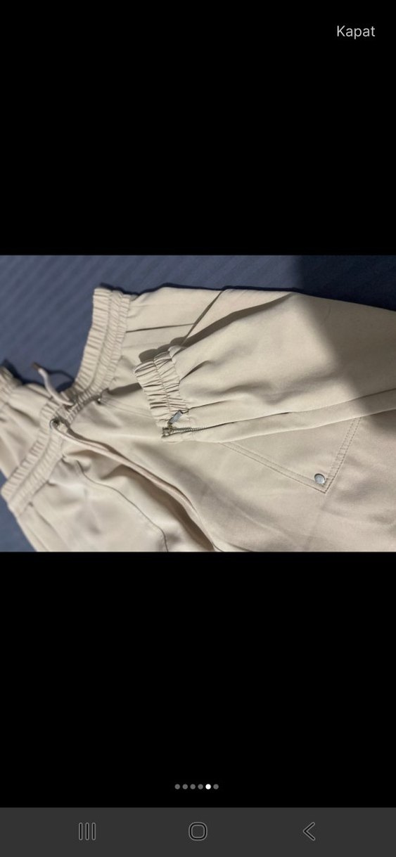 Bej Kadın Pamuk Kumaş Pantolon - Görsel 5