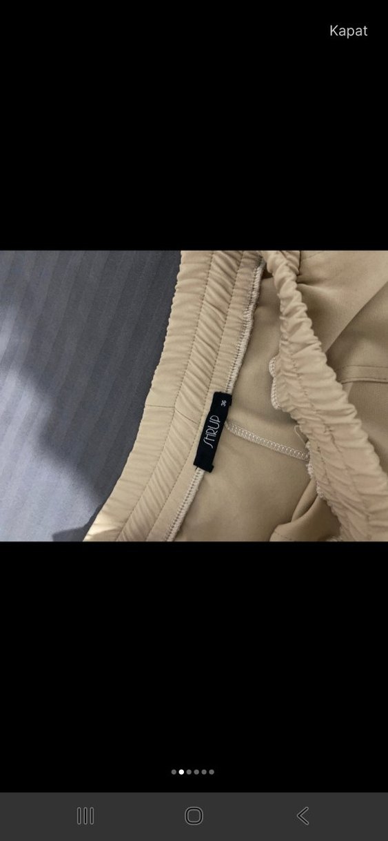 Bej Kadın Pamuk Kumaş Pantolon - Görsel 2
