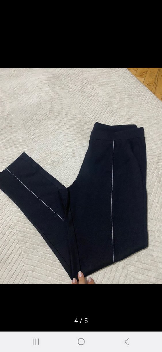 Kadın Siyah Regular Fit Midi Kumaş Pantolon - Görsel 4