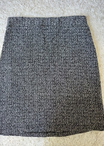 Düğmeli Gri Örme Midi Etek - Görsel 6