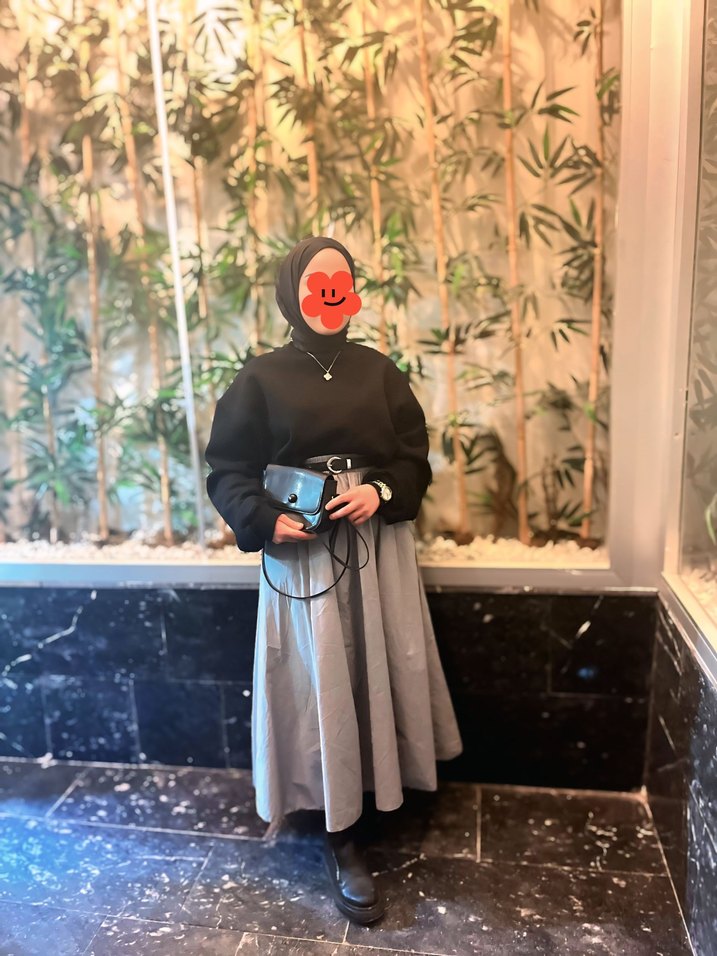 Gri Midi Pamuklu Salaş Etek - Görsel 2