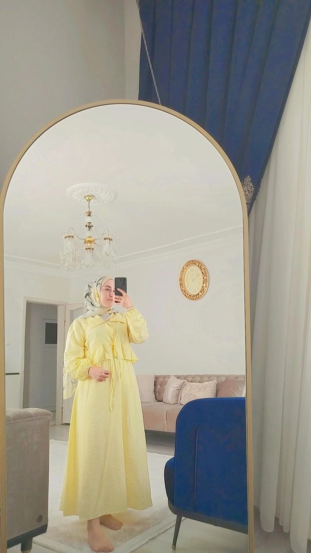 Sarı kadın tesettür etek takım - Görsel 2