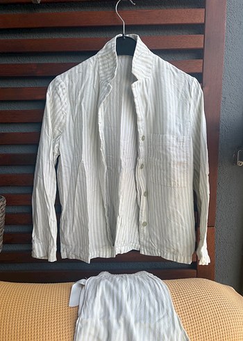 Oysho Gri Çizgili Erkek Pijama Takımı - Görsel 2