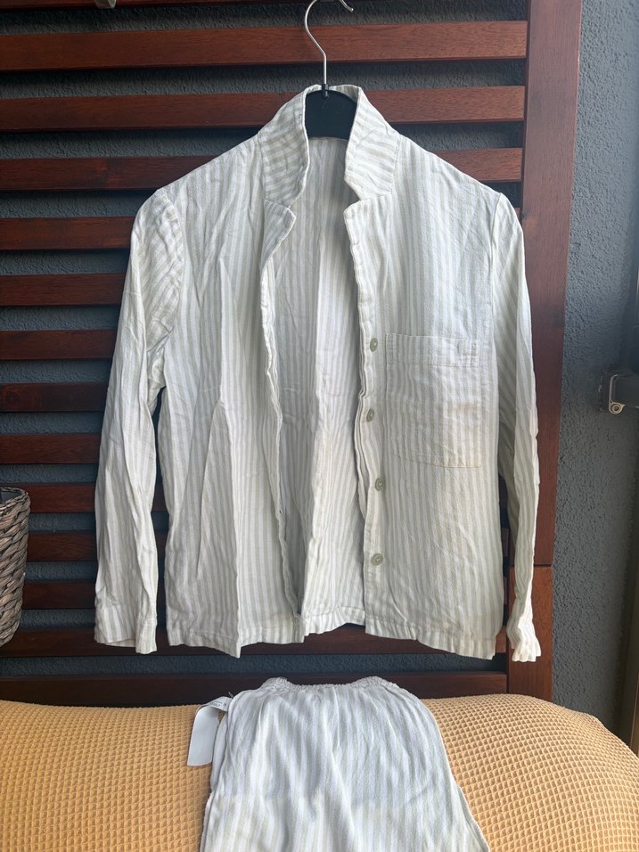 Oysho Gri Çizgili Erkek Pijama Takımı - Görsel 2