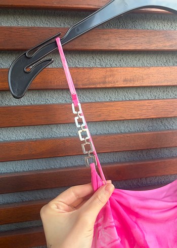 Berhska Pembe Bağlama Desenli İp Askılı Mini Elbise - Görsel 2