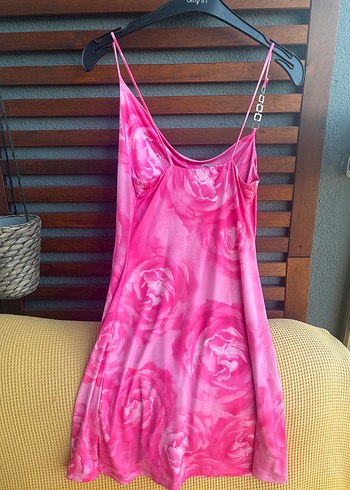 Berhska Pembe Bağlama Desenli İp Askılı Mini Elbise - Görsel 3