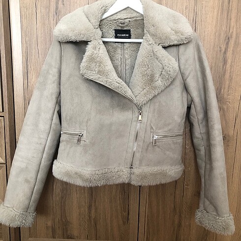 Pull and Bear Krem Rengi Biker Ceket