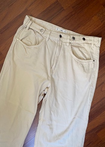 Mango Bej Düğmeli Kadın Pantolon