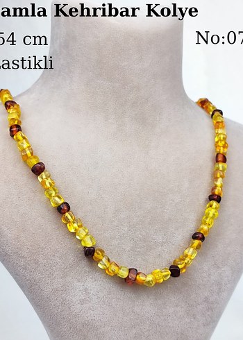 swarovski Uzun Sarı Kehribar dogaltaş Kolye
