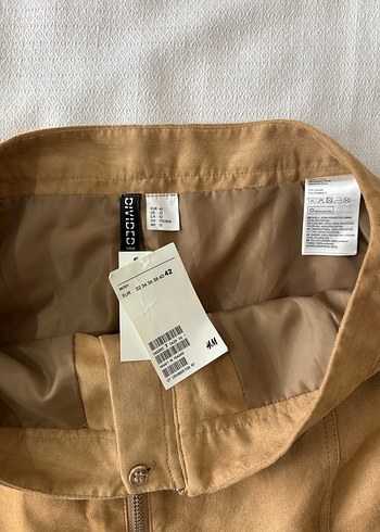 Bej Süet Fermuarlı Mini Etek - Görsel 2